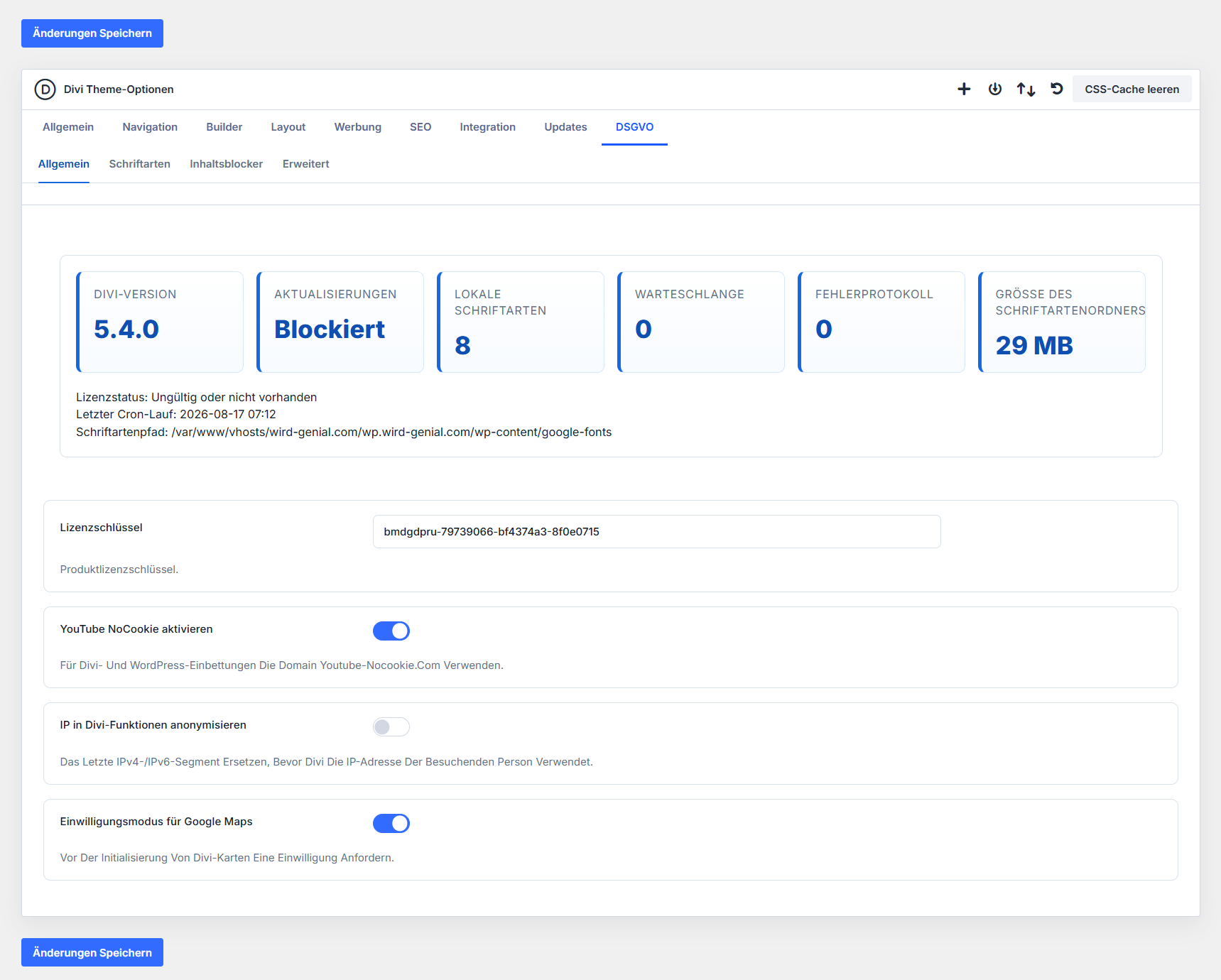 Divi DSGVO & Google Fonts