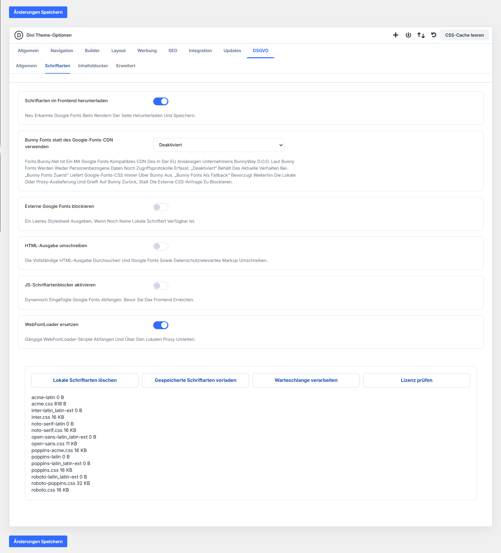 Divi DSGVO & Google Fonts