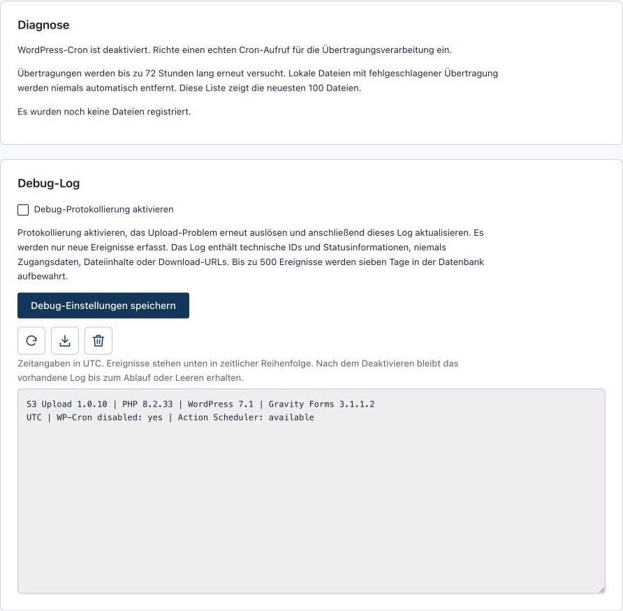 File Management and Diagnostics for S3 Transfers in Gravity Forms